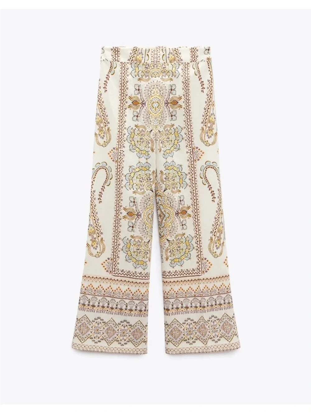 Zara Printed Linen Blend Pants